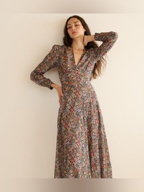Doen CHARLESTON DRESS in wildberry thicket - size S